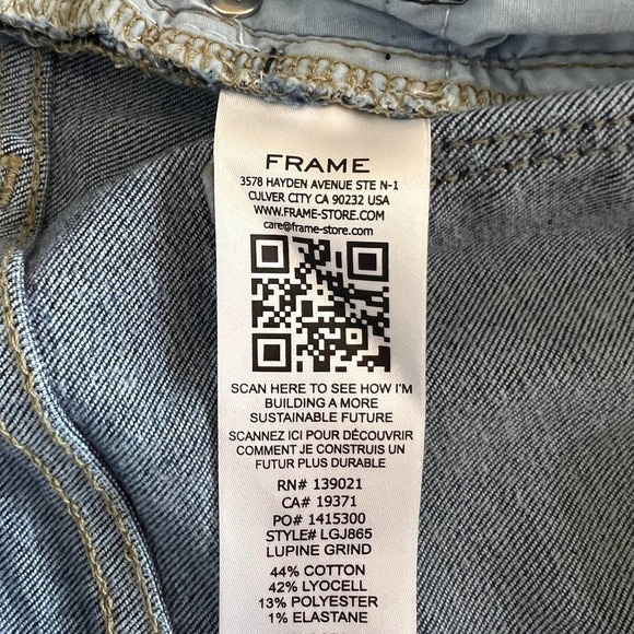 FRAME LE GARÇON MID-RISE STRAIGHT GIRLFRIEND JEANS LUPINE GRIND WOMEN'S SIZE‎ 25 - Picture 15 of 16